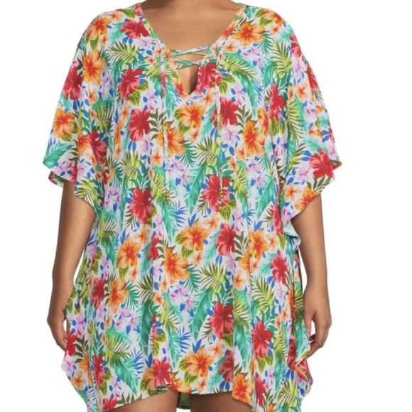 Time and Tru Other - Time and Tru Womens Tropical Multicolor Floral Swim Coverup Swimsuit 1X(16W-18W)